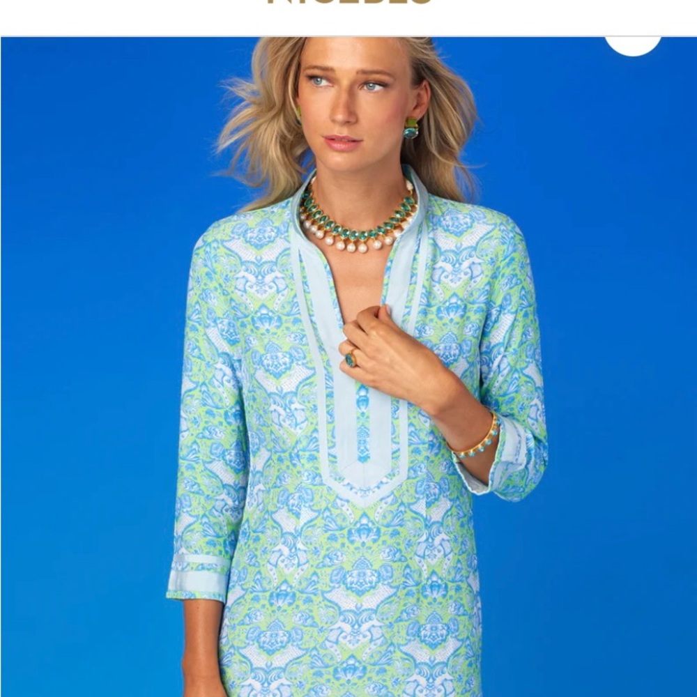 Elegant Blue and Green Maxi Dress - Picture 2 of 6